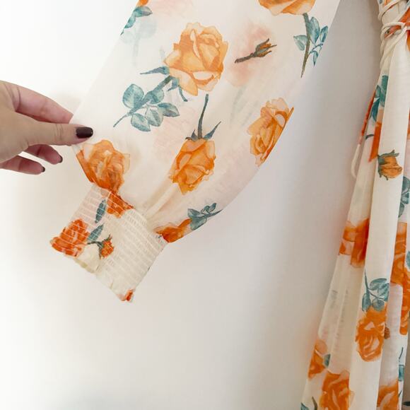 FREE PEOPLE Samantha Long Sleeve Floral Mini Dress Light Combo Large L - Picture 7 of 14